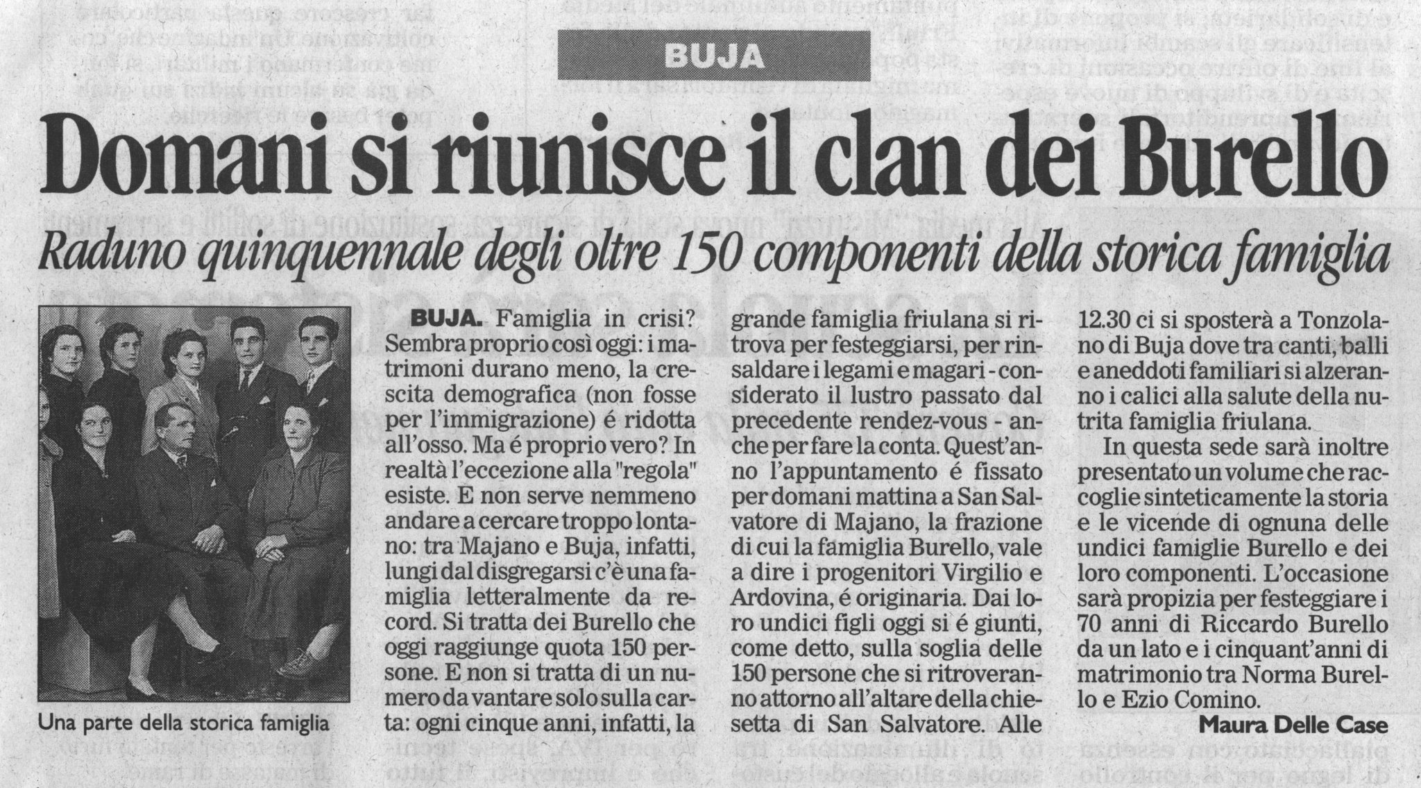 Articolo Messagero Veneto del 03 Agosto 2007 sulla Famiglia Burello